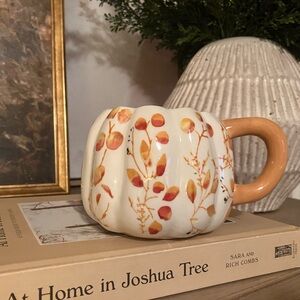 Anthropologie White and Orange  Pumpkin Mug Cup
